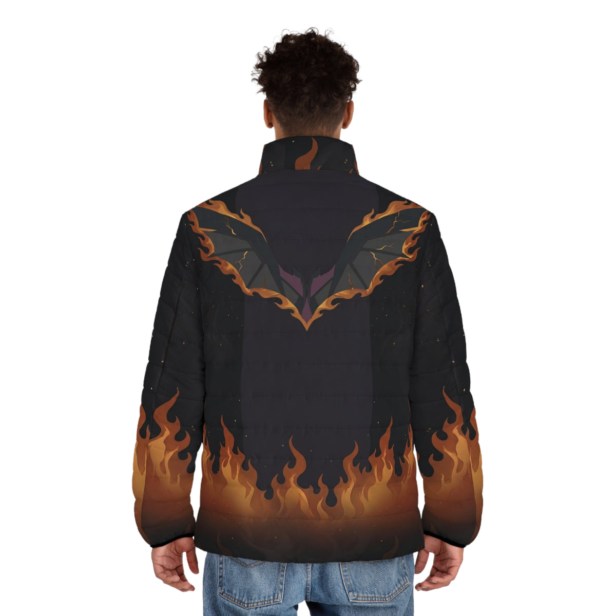 Men's Phoenix Flame Puffer Jacket (AOP)