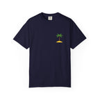 Palm Island Chest Tee — Minimal Tropical Graphic T-Shirt