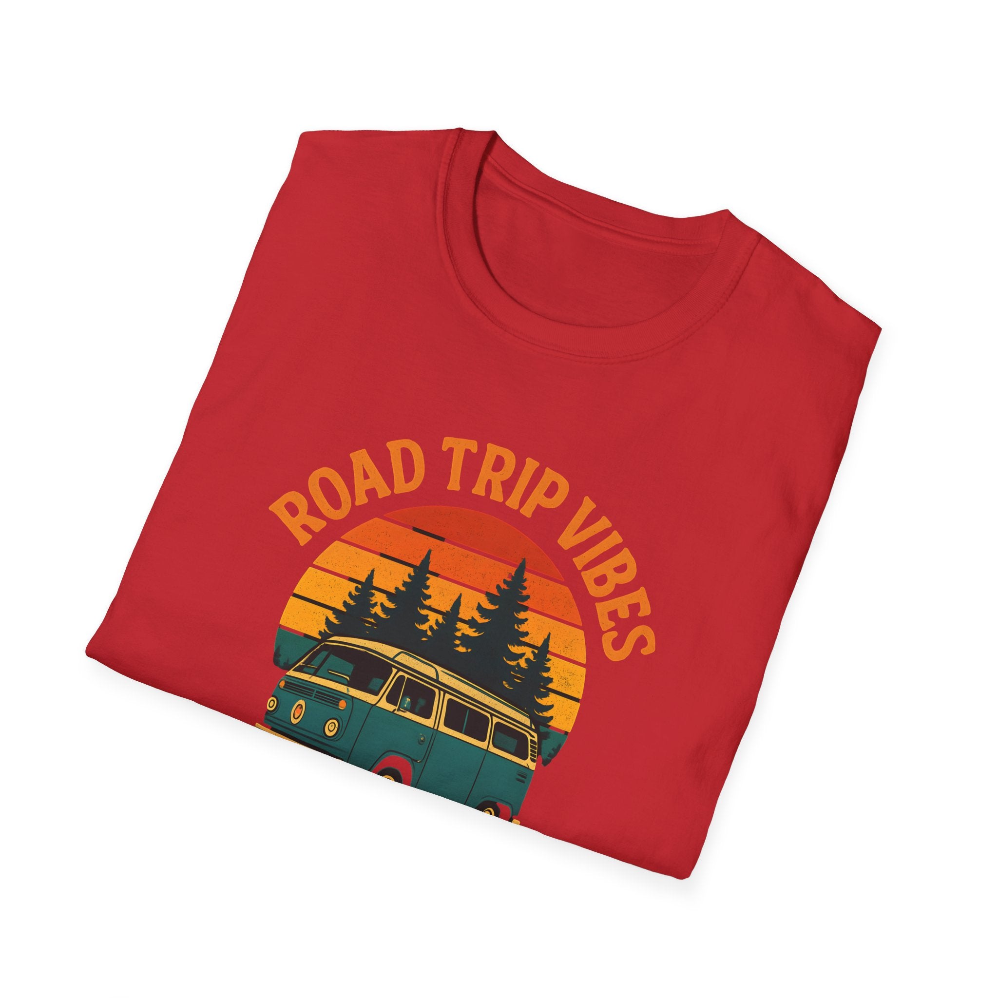 Road Trip Vibes T-Shirt — Retro Van Sunset Graphic