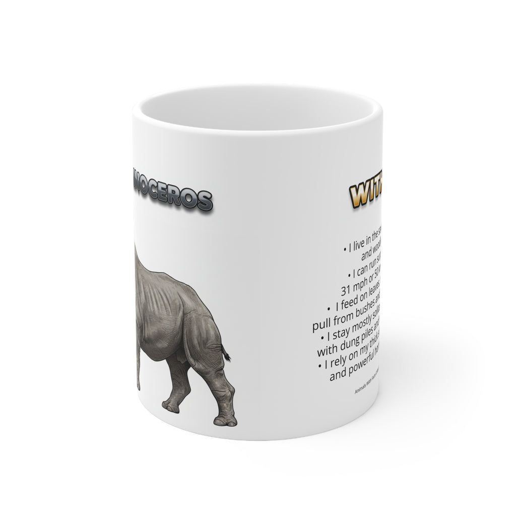 Black Rhinoceros Coffee Mug – 11oz Ceramic Mug for Animals With Facts Series 1 Gifts