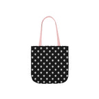 Halloween White Skulls Black Pattern Canvas Tote Bag