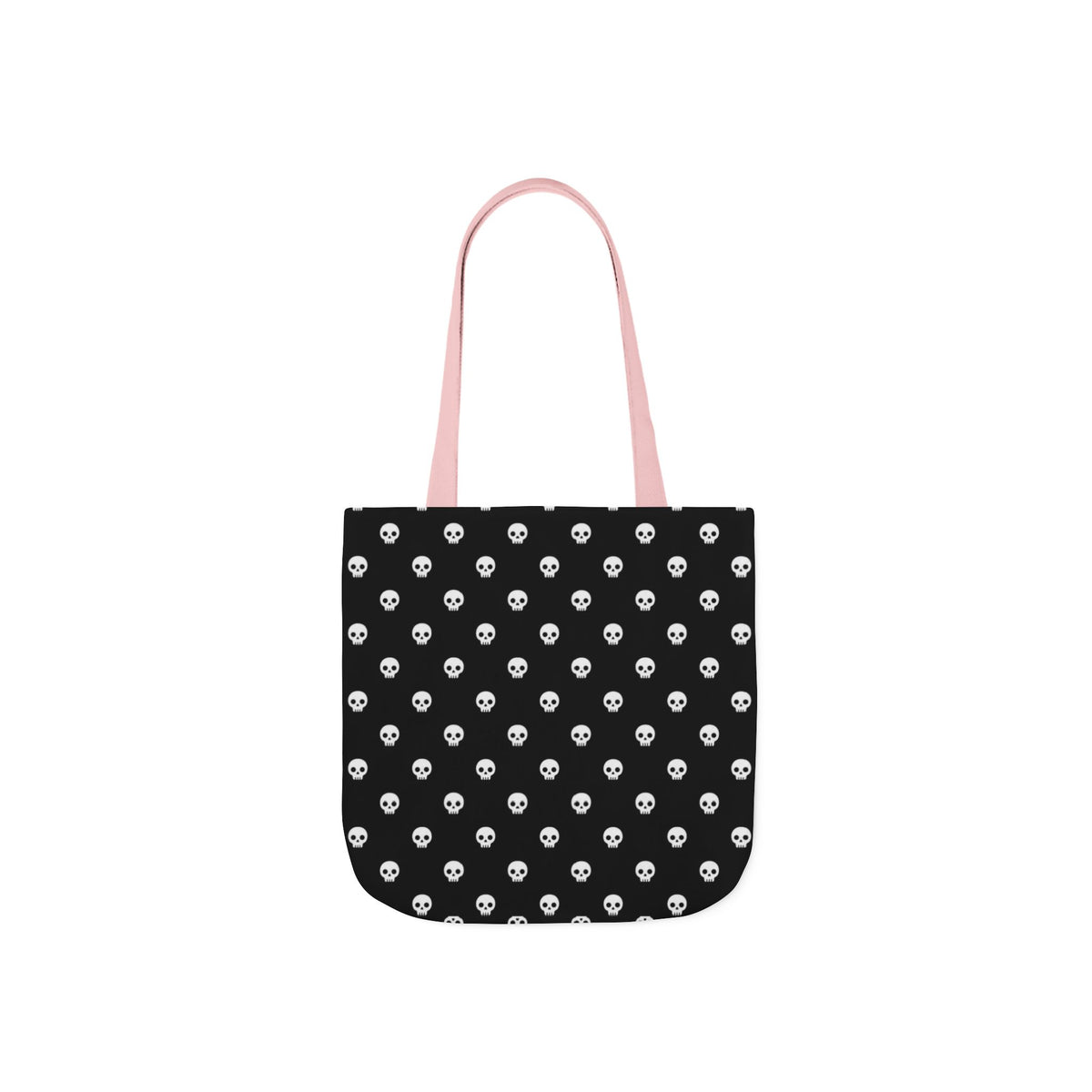 Halloween White Skulls Black Pattern Canvas Tote Bag
