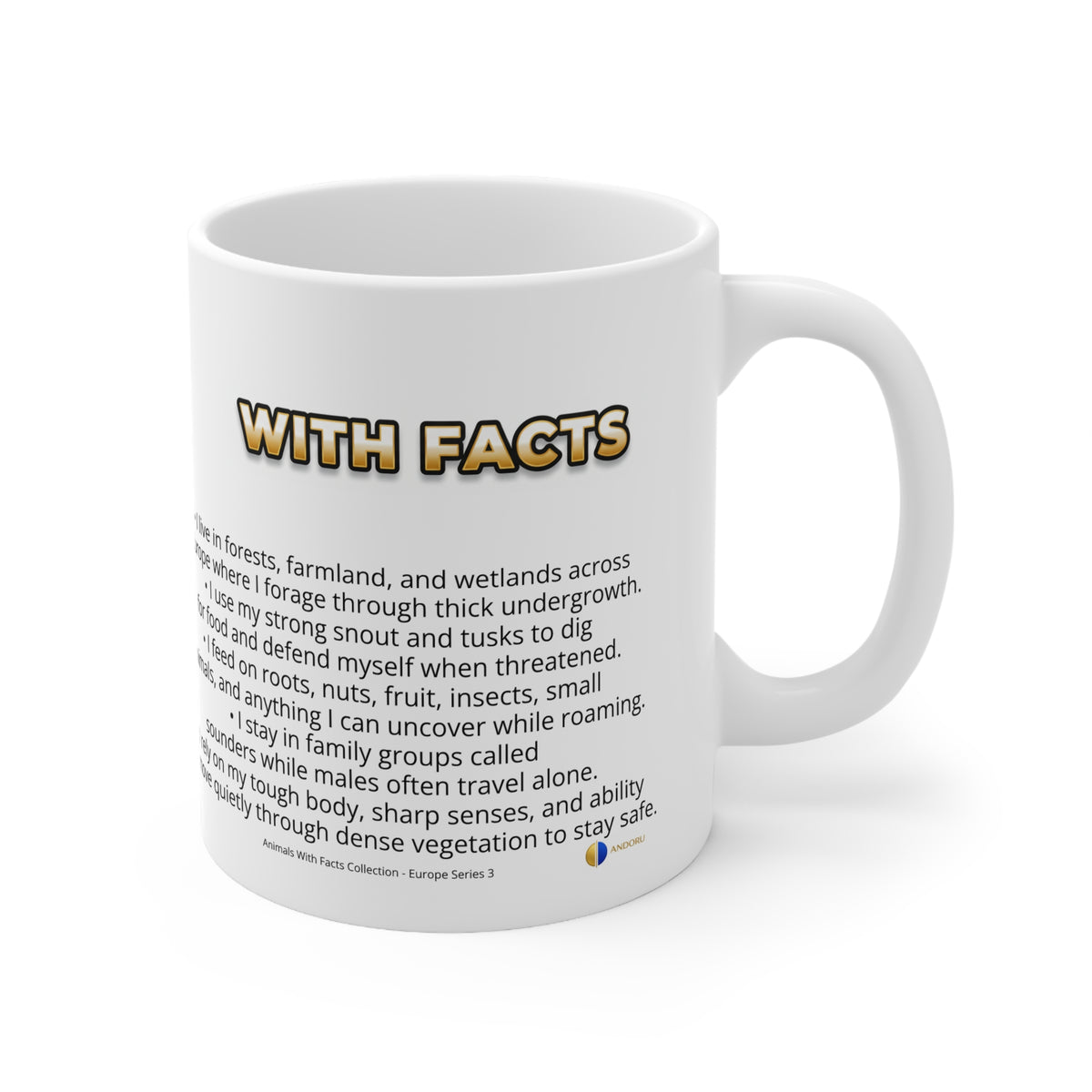 Wild Boar Coffee Mug – 11oz Ceramic Mug for Animals With Facts Series 3 Gifts