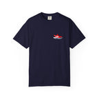 Sneaker Chest Tee — Minimal Red Running Shoe Graphic