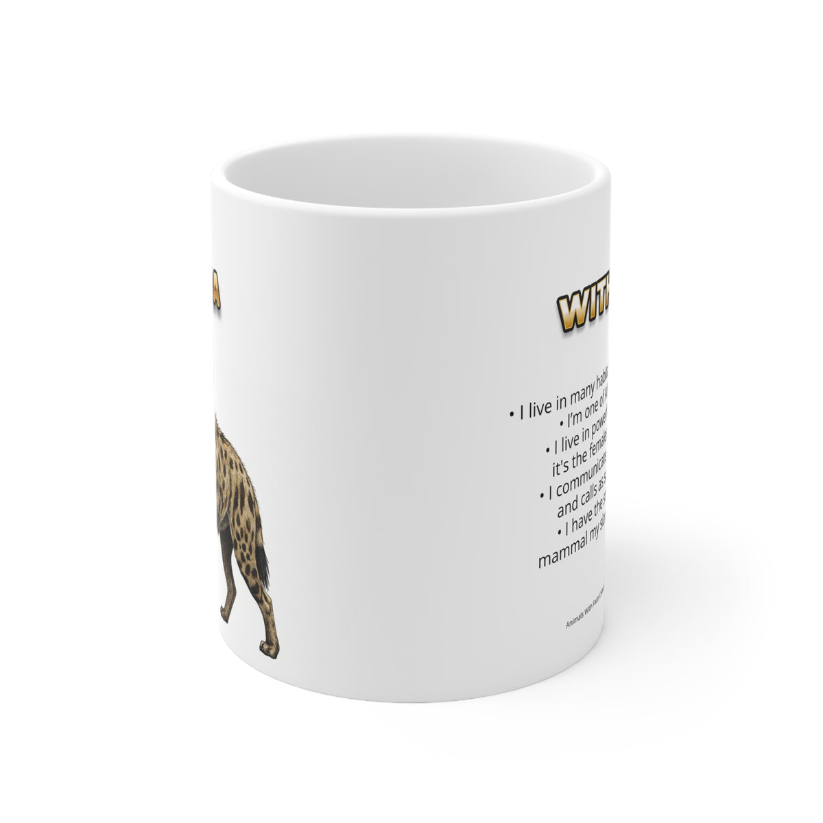 Hyena Coffee Mug – 11oz Ceramic Mug for Animals With Facts Series 1 Gifts