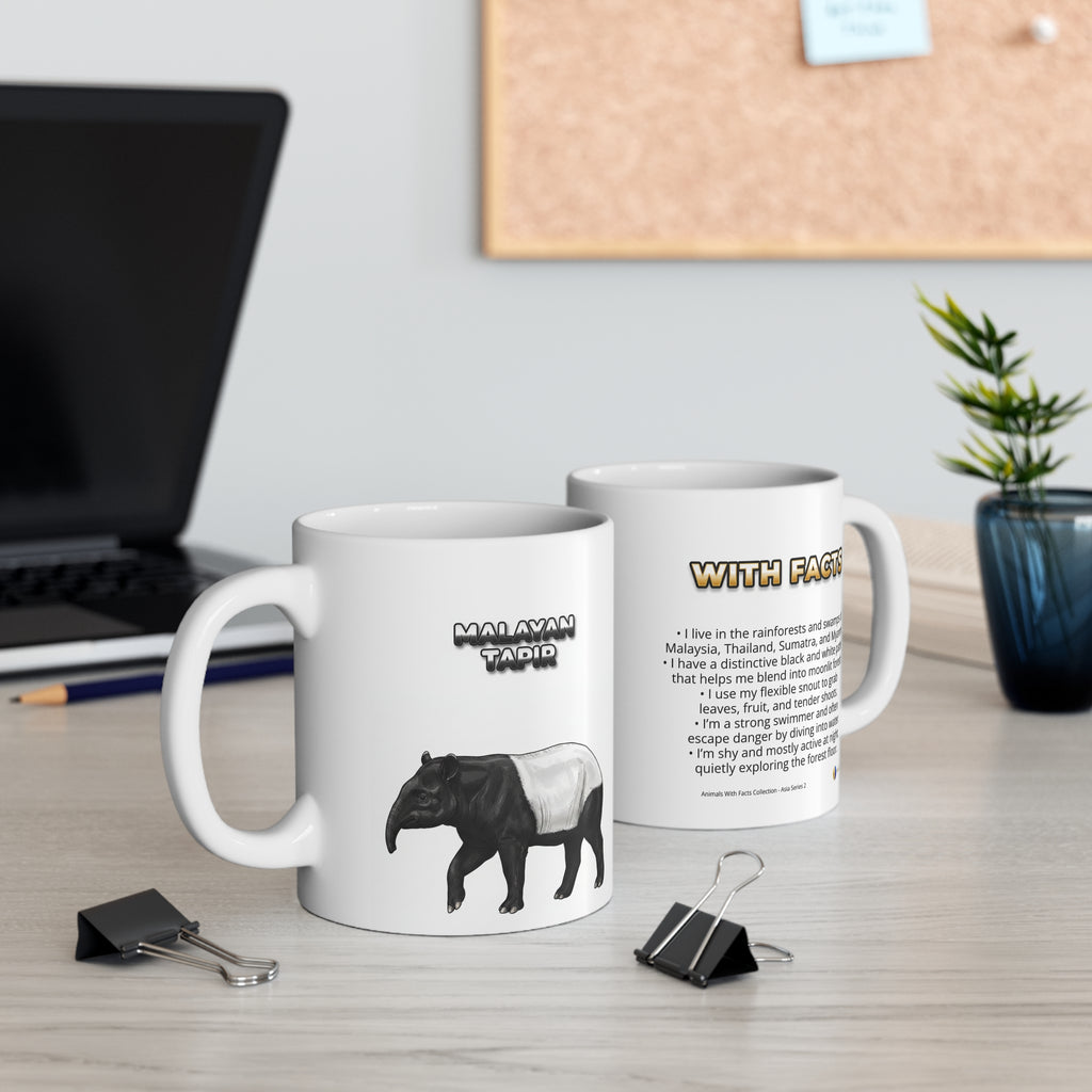 Malayan Tapir Coffee Mug – 11oz Ceramic Mug for Animals With Facts Series 2 Gifts