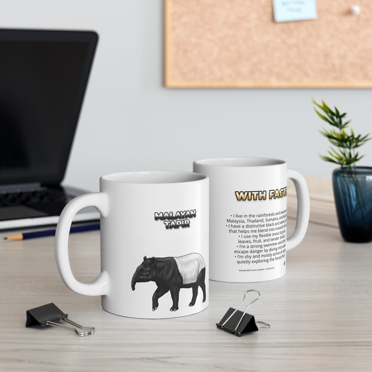 Malayan Tapir Coffee Mug – 11oz Ceramic Mug for Animals With Facts Series 2 Gifts