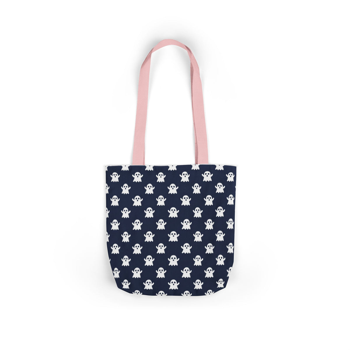 Halloween White Ghost Blue Pattern Canvas Tote Bag