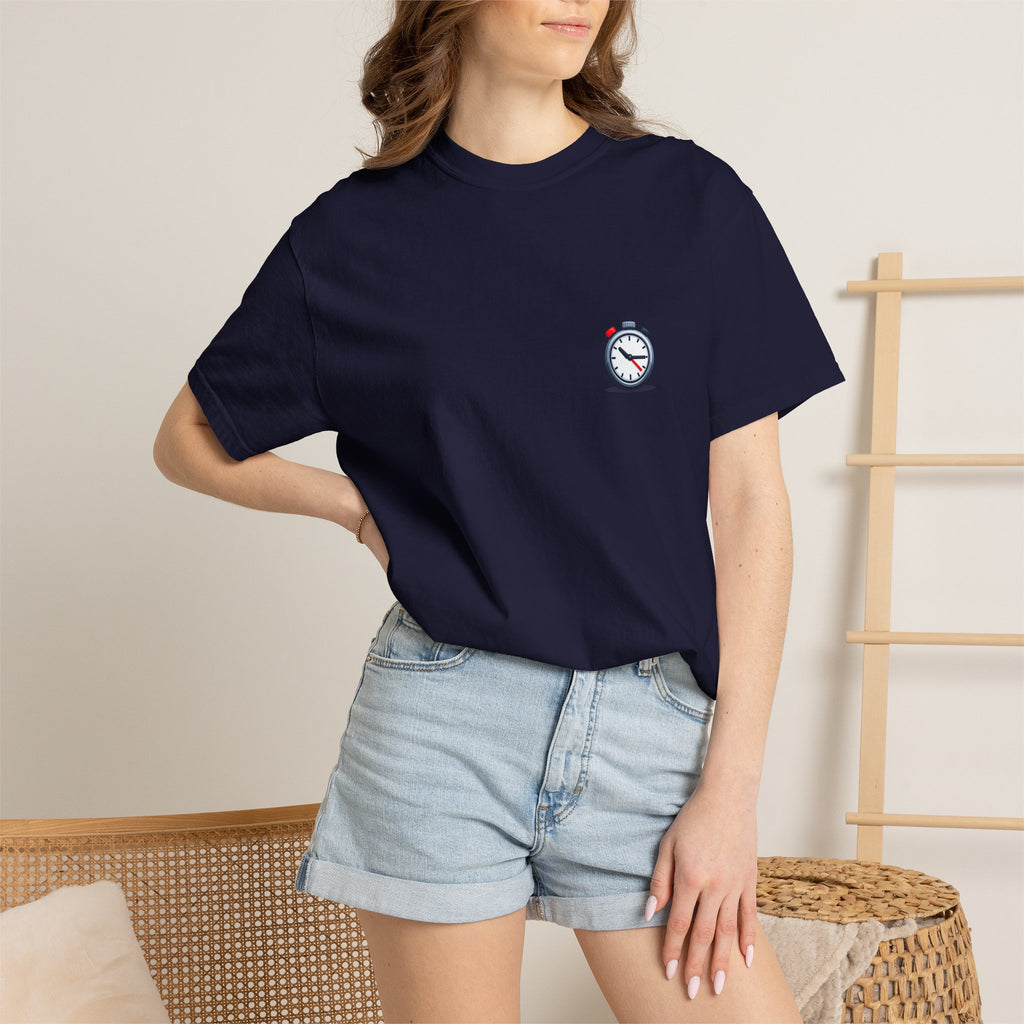 Pocket Alarm Clock Graphic Tee — Minimalist Timekeeper T-Shirt