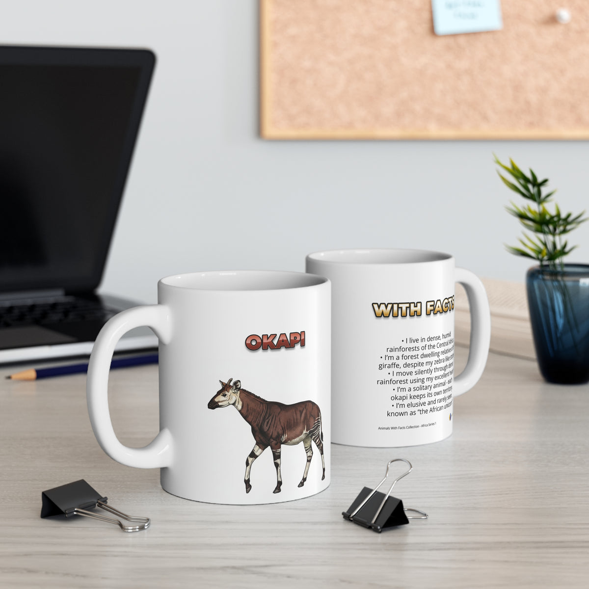 Okapi Coffee Mug – 11oz Ceramic Mug for Animals With Facts Series 1 Gifts