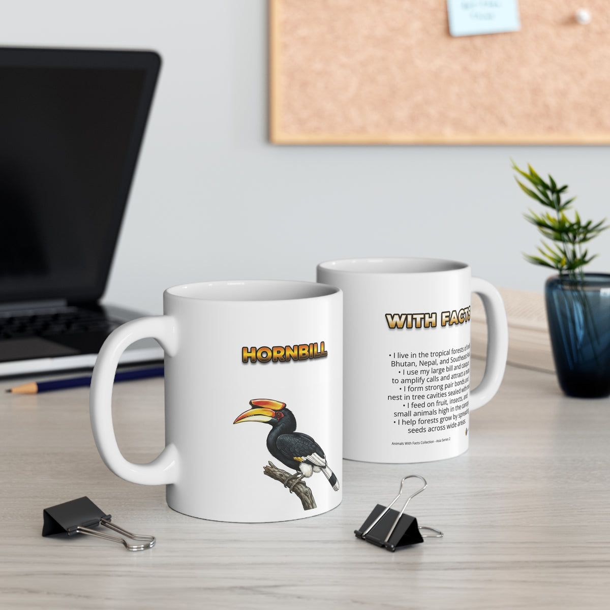 Hornbill Coffee Mug – 11oz Ceramic Mug for Animals With Facts Series 2 Gifts