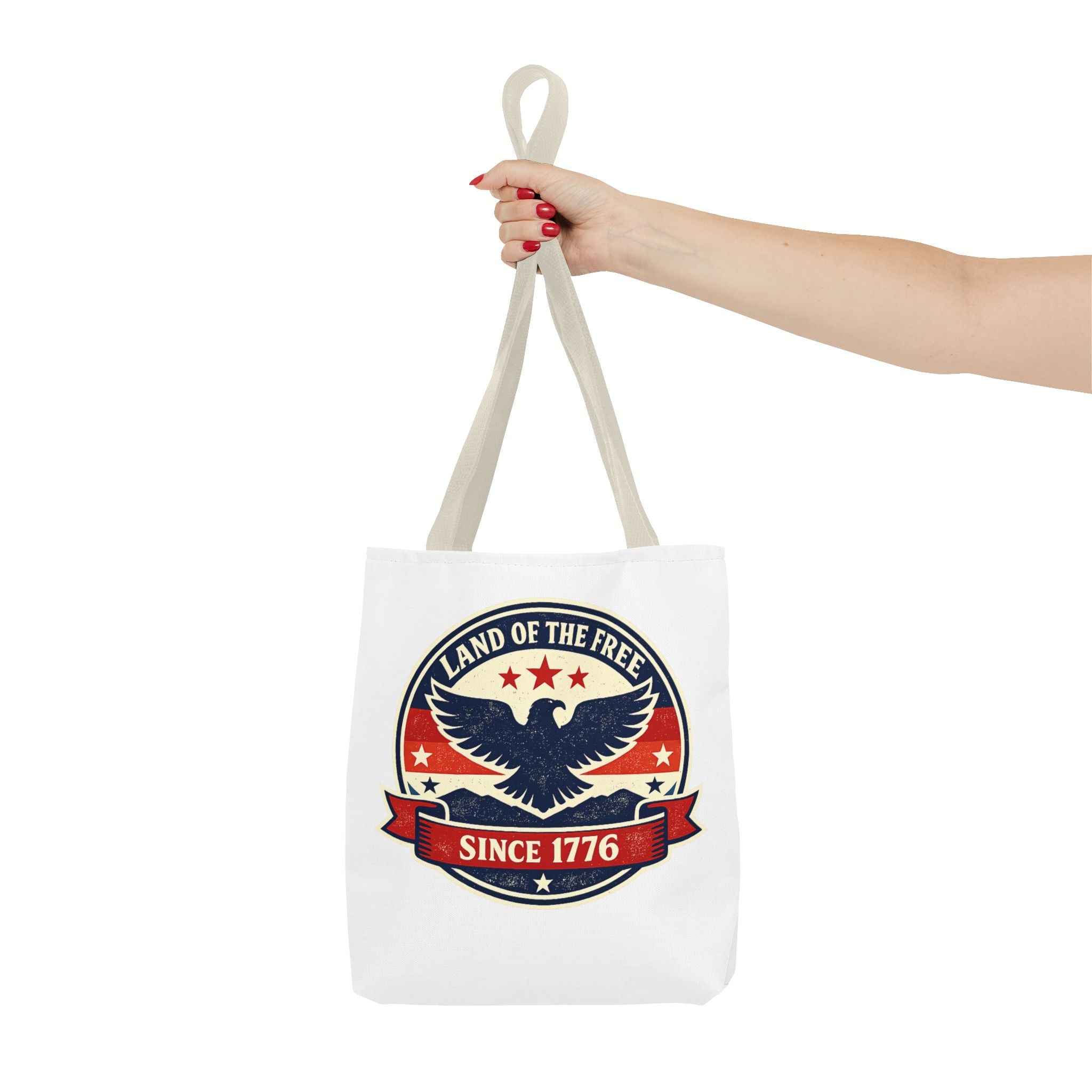 Patriotic Eagle Tote Bag - "Land of the Free Since 1776" Americana Canvas Tote