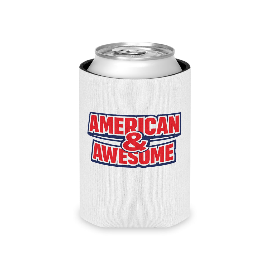 Can Cooler — "American & Awesome" Patriotic Beer Can Koozie