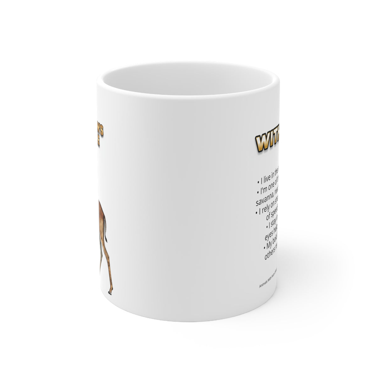 Thomson's Gazelle Coffee Mug – 11oz Ceramic Mug for Animals With Facts Series 1 Gifts