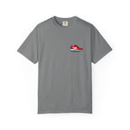 Sneaker Chest Tee — Minimal Red Running Shoe Graphic
