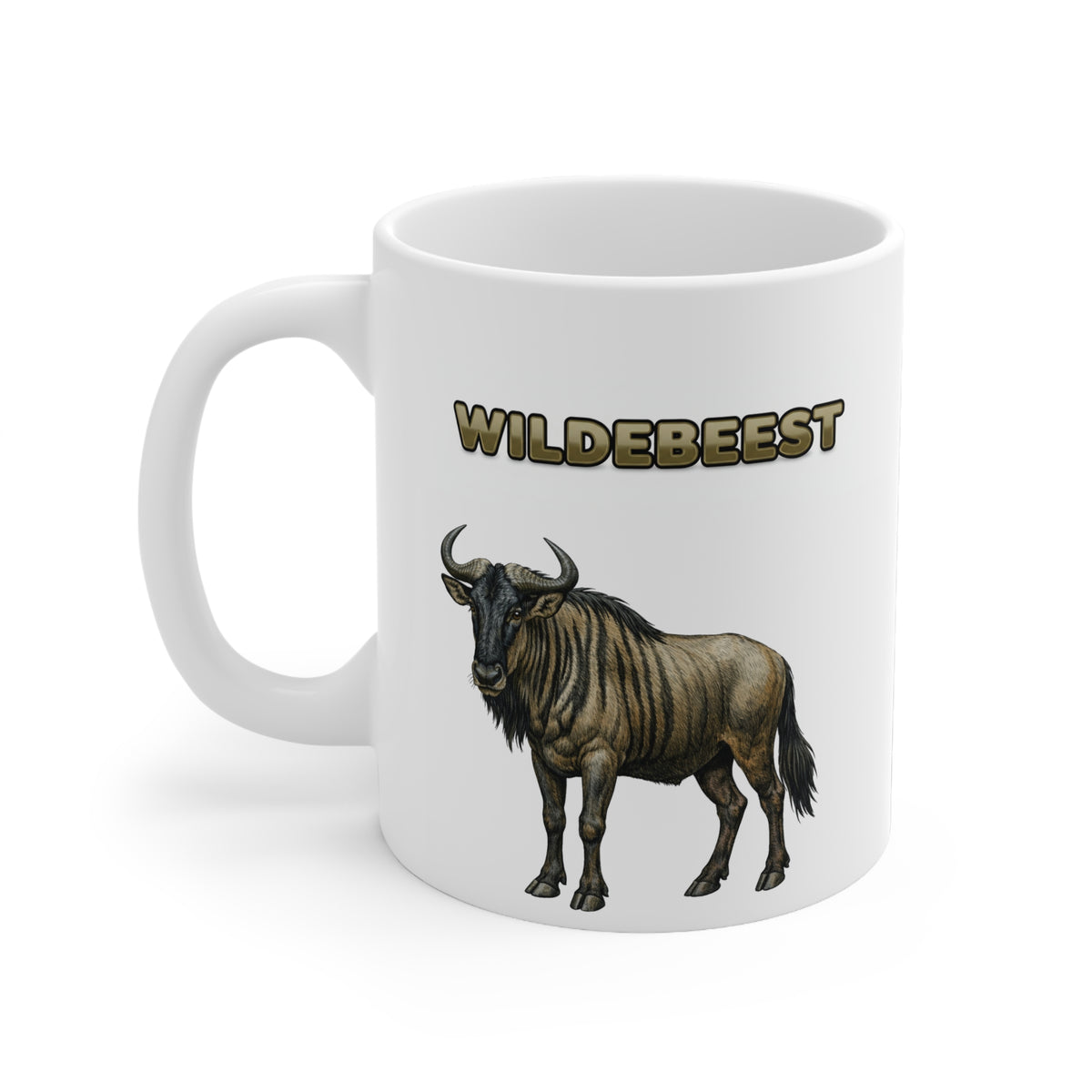 Wildebeest Coffee Mug – 11oz Ceramic Mug for Animals With Facts Series 1 Gifts