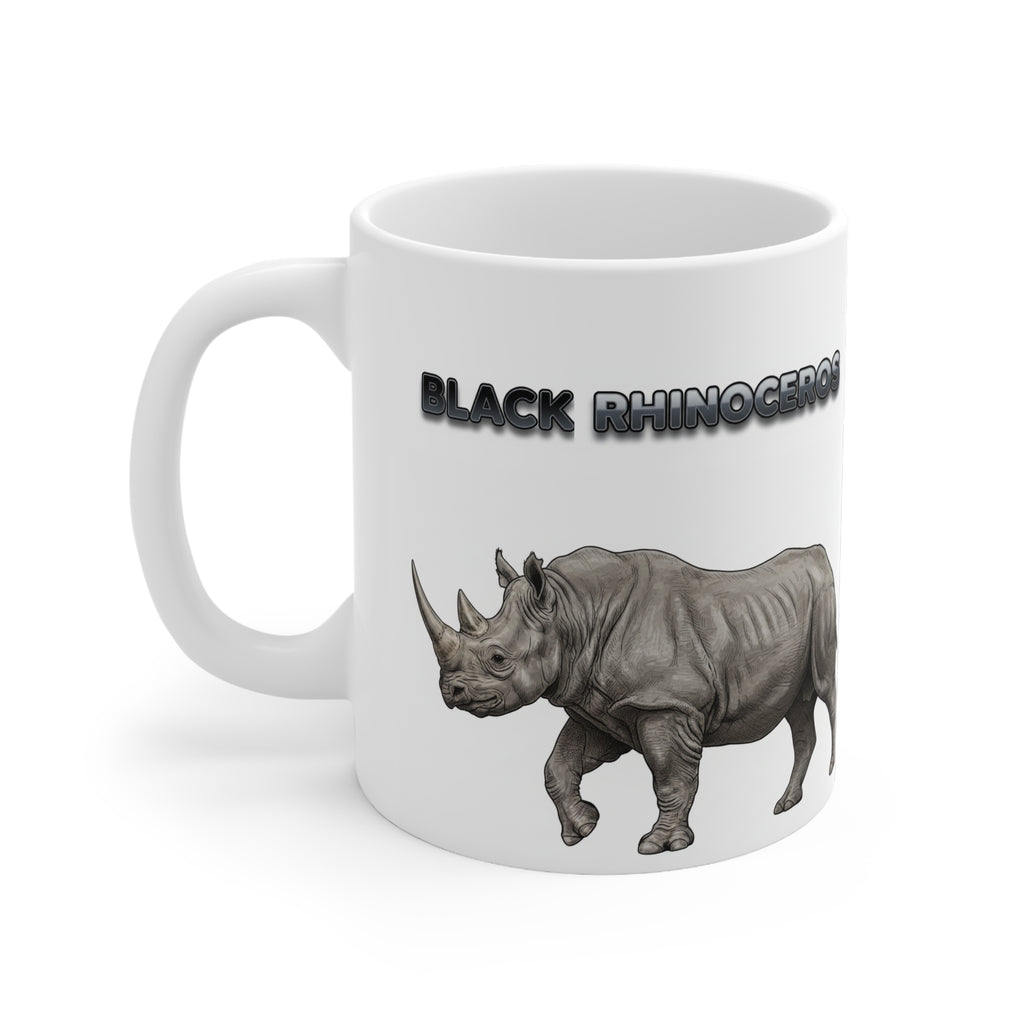 Black Rhinoceros Coffee Mug – 11oz Ceramic Mug for Animals With Facts Series 1 Gifts