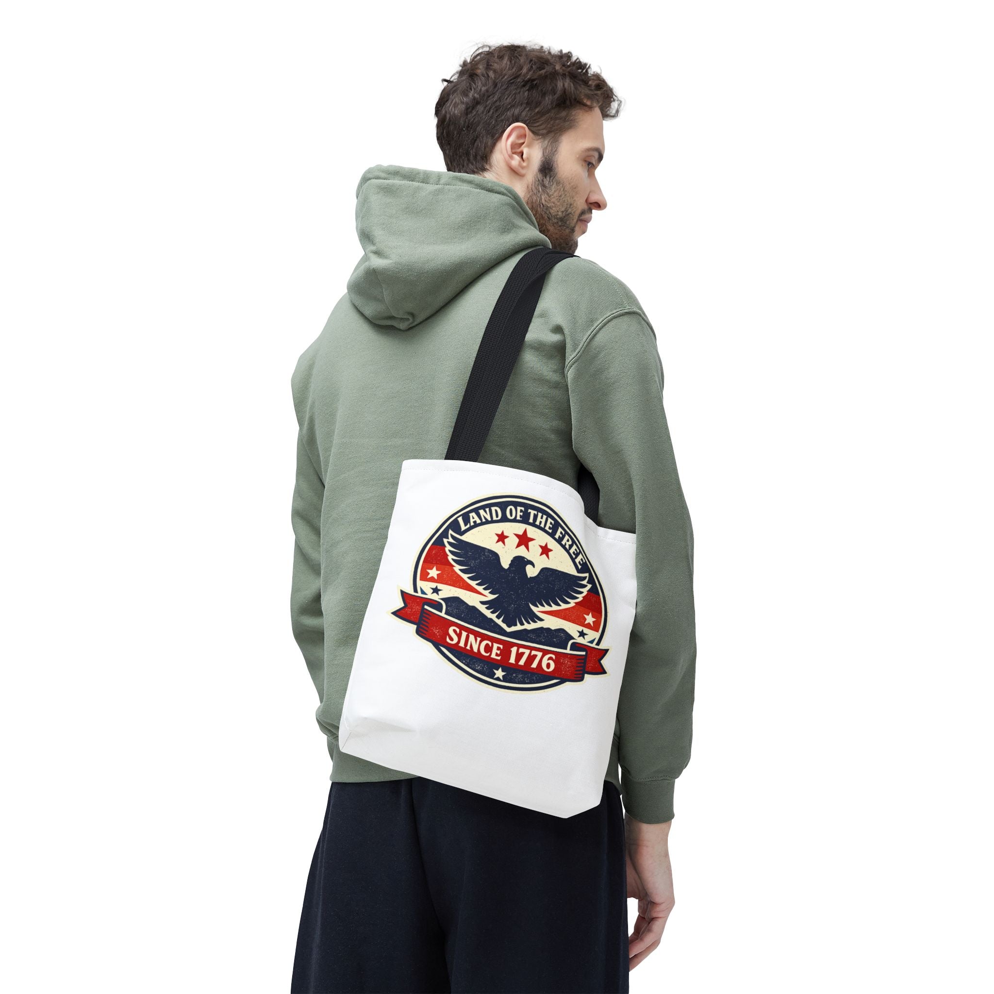 Patriotic Eagle Tote Bag - "Land of the Free Since 1776" Americana Canvas Tote