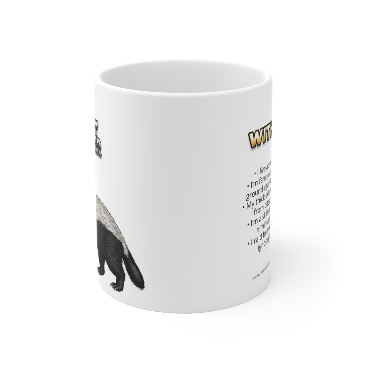 Honey Badger Coffee Mug – 11oz Ceramic Mug for Animals With Facts Series 1 Gifts