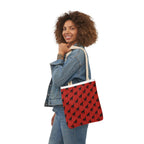 Halloween Spooky Black Cat Red Pattern Canvas Tote Bag
