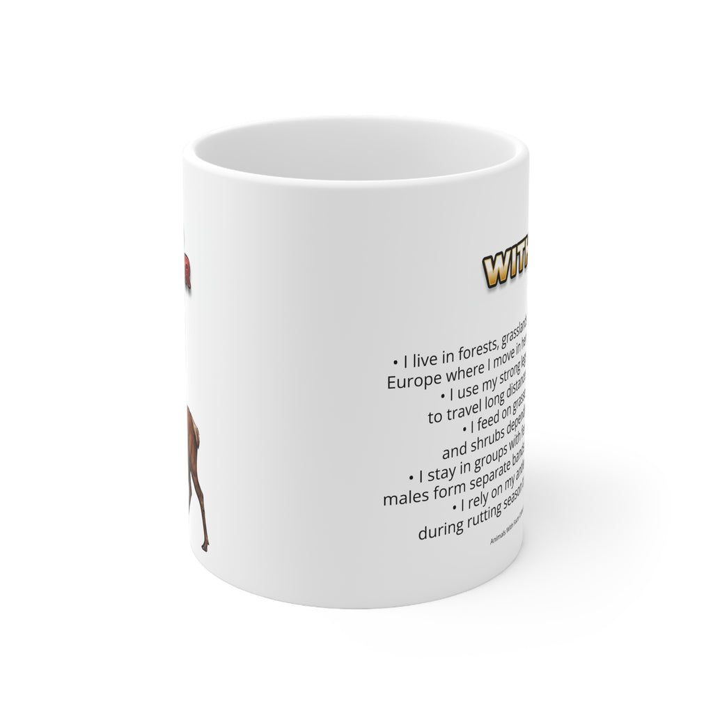 Red Deer Coffee Mug – 11oz Ceramic Mug for Animals With Facts Series 3 Gifts
