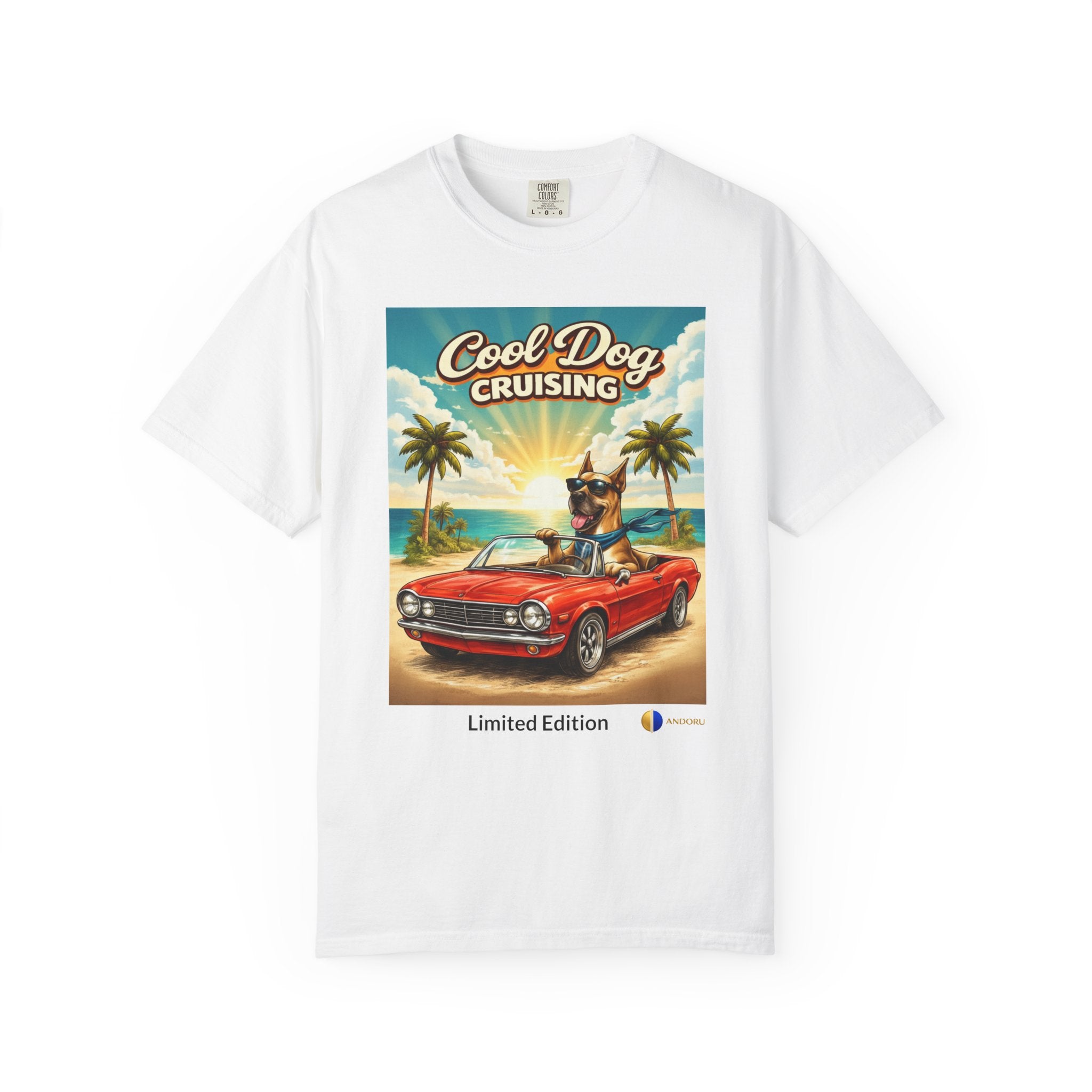 Cool Dog Cruising T-Shirt — Vintage Retro Beach Car Design Limited Edition