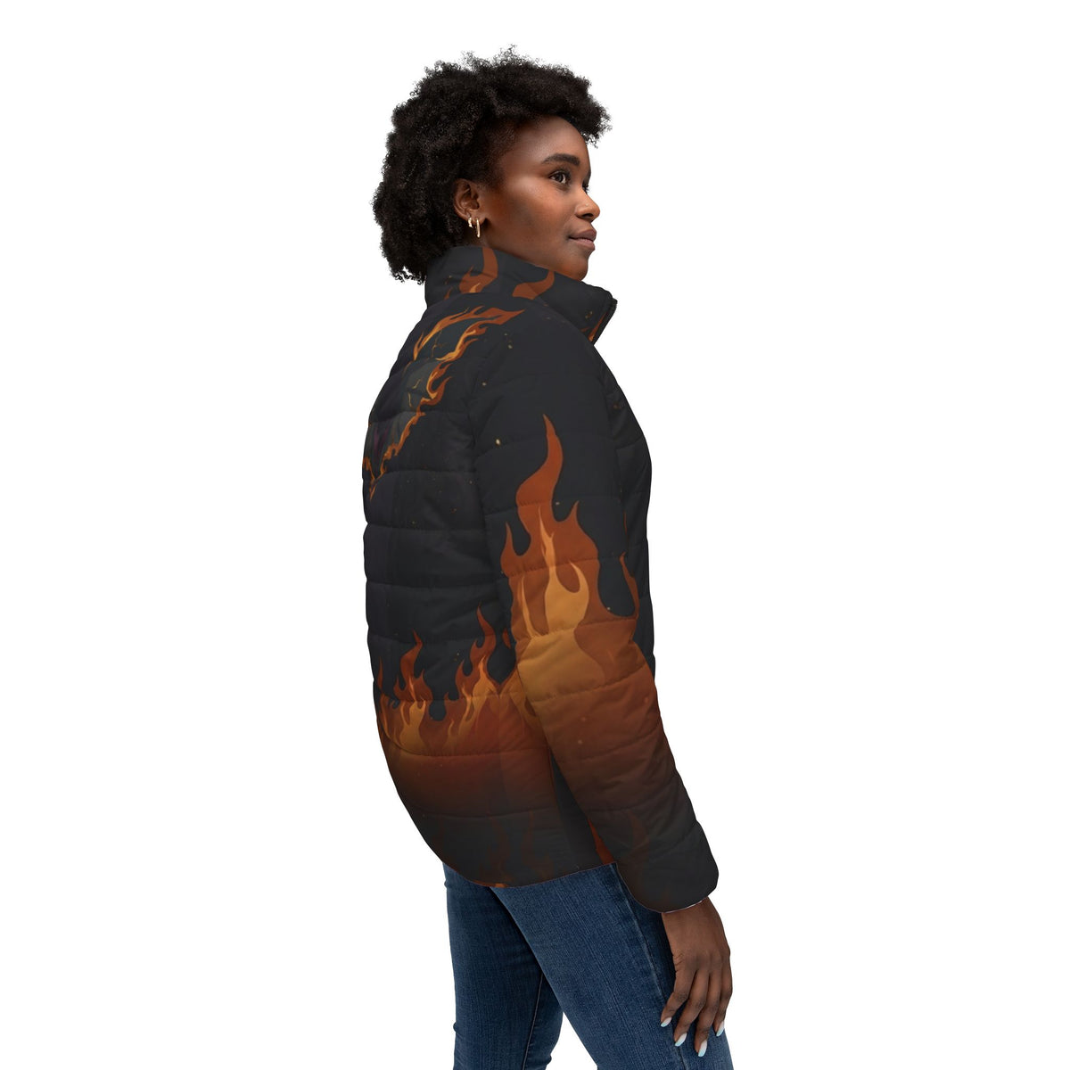 Women’s Phoenix Flame Puffer Jacket (AOP)