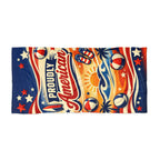 Proudly American Patriotic Beach Towel — 4th of July American Flag Design