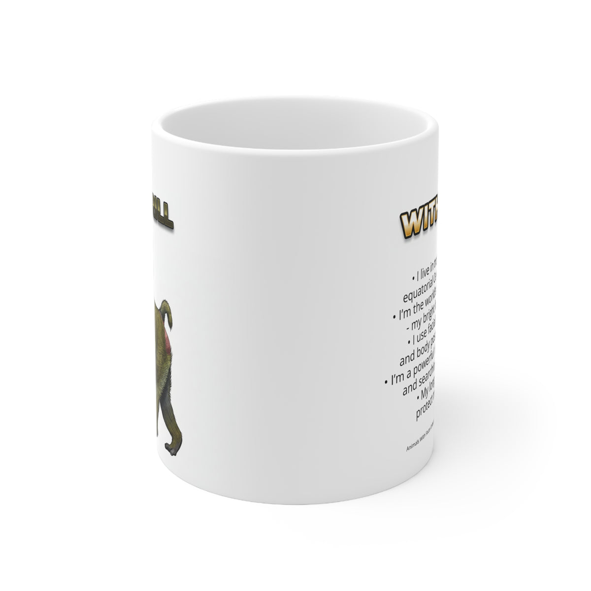 Mandrill Coffee Mug – 11oz Ceramic Mug for Animals With Facts Series 1 Gifts