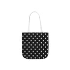 Halloween White Skulls Black Pattern Canvas Tote Bag