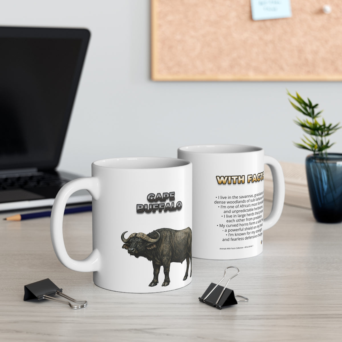 Cape Buffalo Coffee Mug – 11oz Ceramic Mug for Animals With Facts Series 1 Gifts