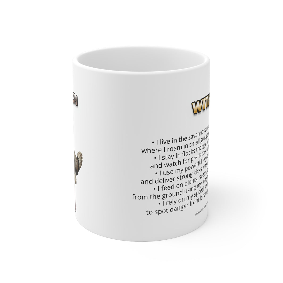 Ostrich Coffee Mug – 11oz Ceramic Mug for Animals With Facts Series 1 Gifts