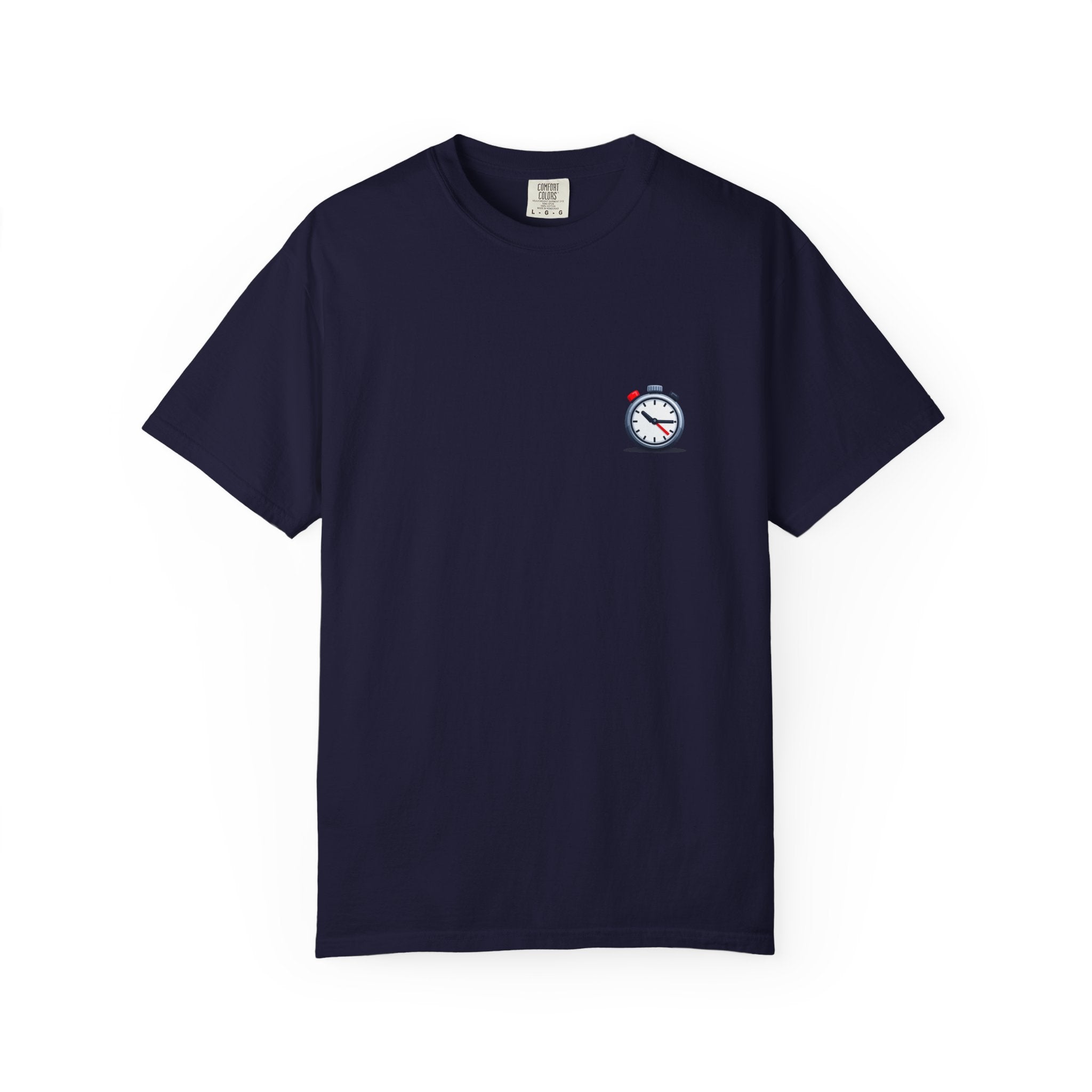 Pocket Alarm Clock Graphic Tee — Minimalist Timekeeper T-Shirt