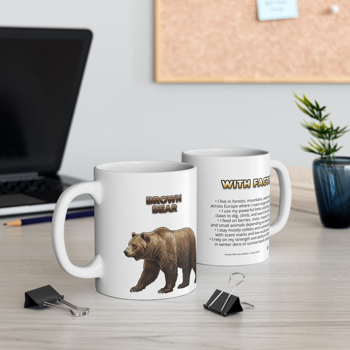 Brown Bear Coffee Mug – 11oz Ceramic Mug for Animals With Facts Series 3 Gifts