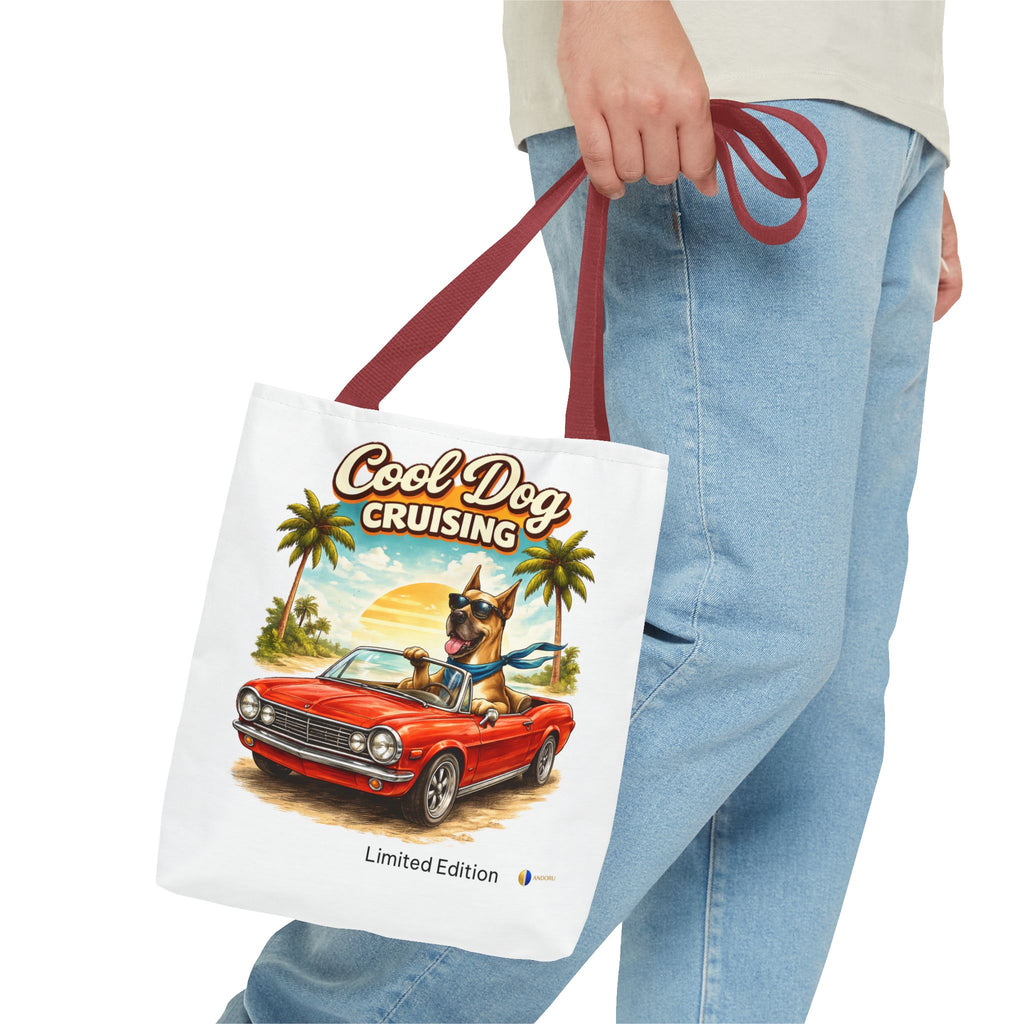 Cool Dog Cruising Tote Bag — Retro Convertible Beach Dog Beach Tote