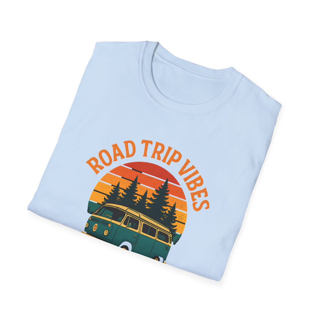 Road Trip Vibes T-Shirt — Retro Van Sunset Graphic