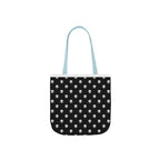 Halloween White Skulls Black Pattern Canvas Tote Bag