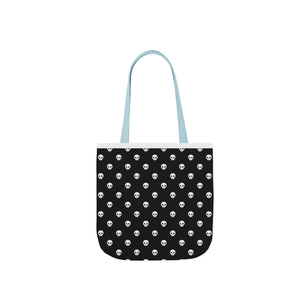 Halloween White Skulls Black Pattern Canvas Tote Bag