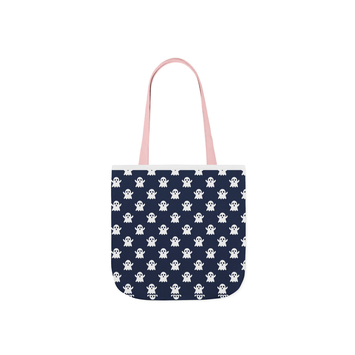 Halloween White Ghost Blue Pattern Canvas Tote Bag
