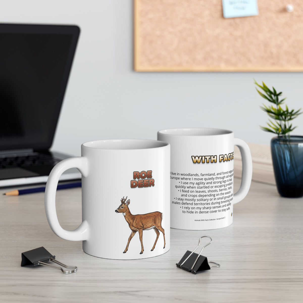 Roe Deer Coffee Mug – 11oz Ceramic Mug for Animals With Facts Series 3 Gifts