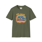60s Music T-Shirt — Retro Peace & Love Vintage Radio Design