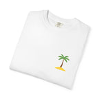 Palm Island Chest Tee — Minimal Tropical Graphic T-Shirt