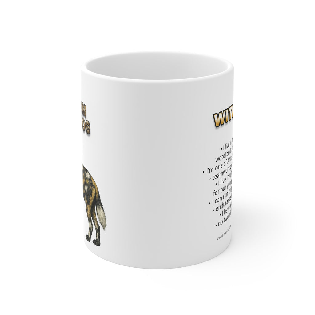 African Wild Dog Coffee Mug – 11oz Ceramic Mug for Animals With Facts Series 1 Gifts