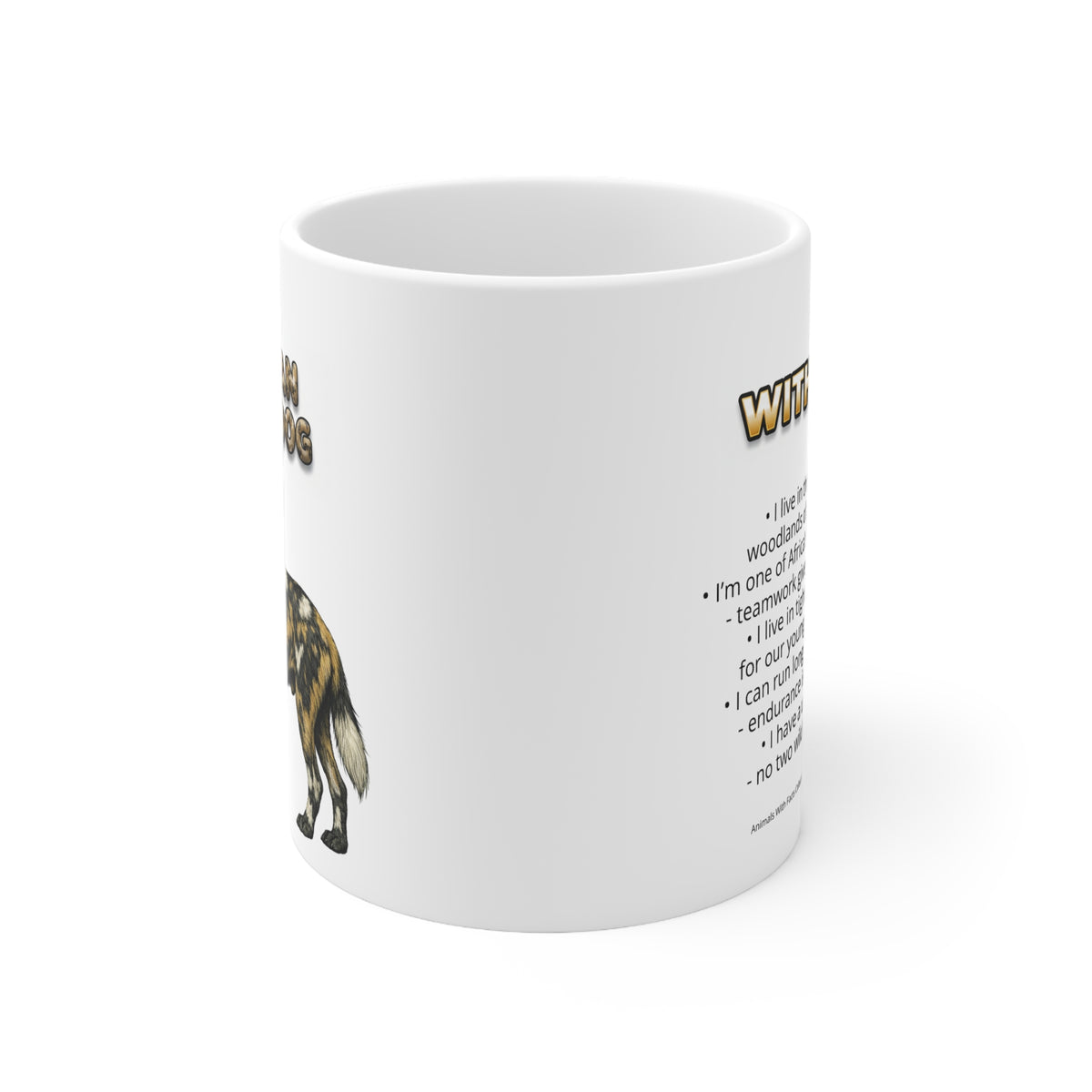 African Wild Dog Coffee Mug – 11oz Ceramic Mug for Animals With Facts Series 1 Gifts