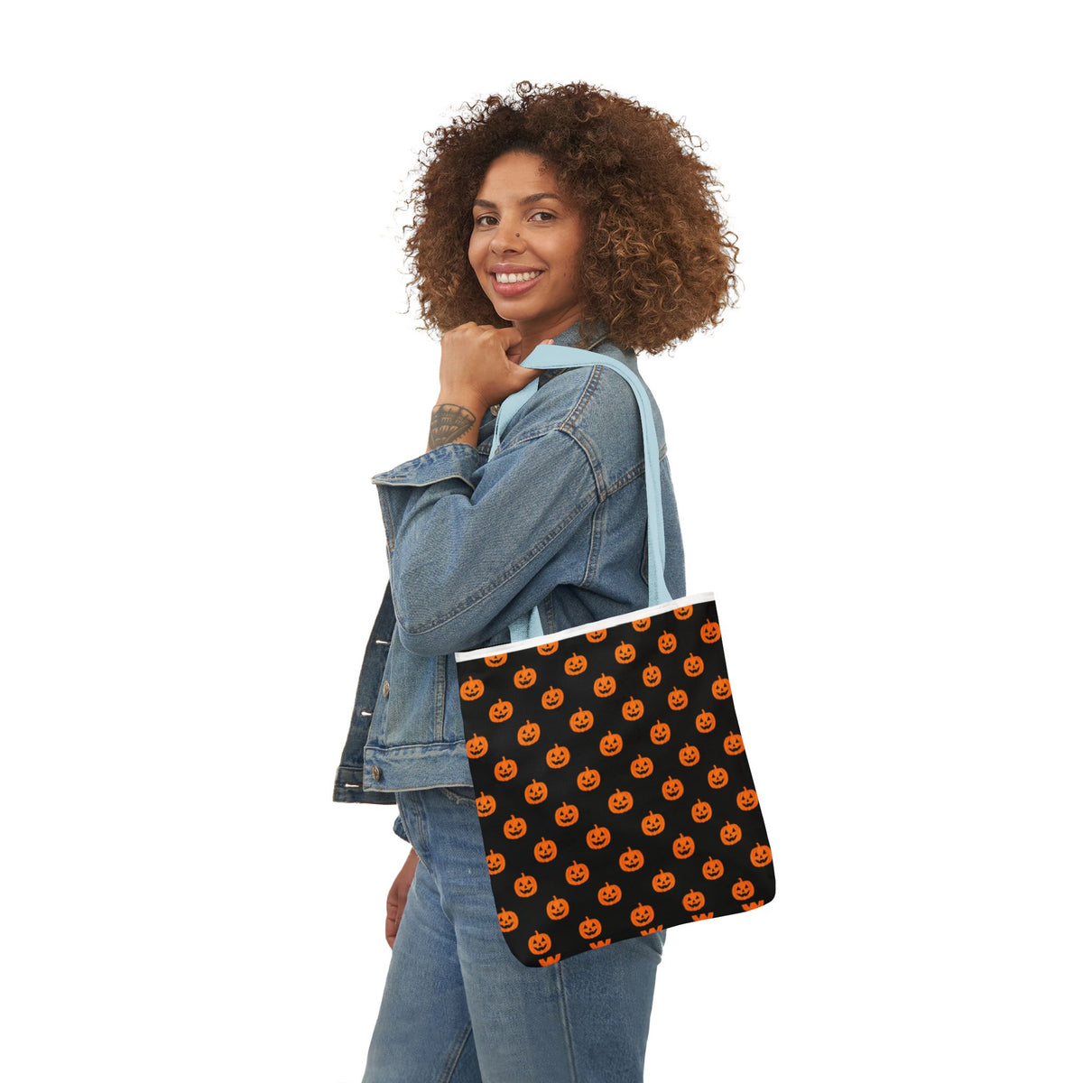 Halloween Pumpkin Black Pattern Canvas Tote Bag