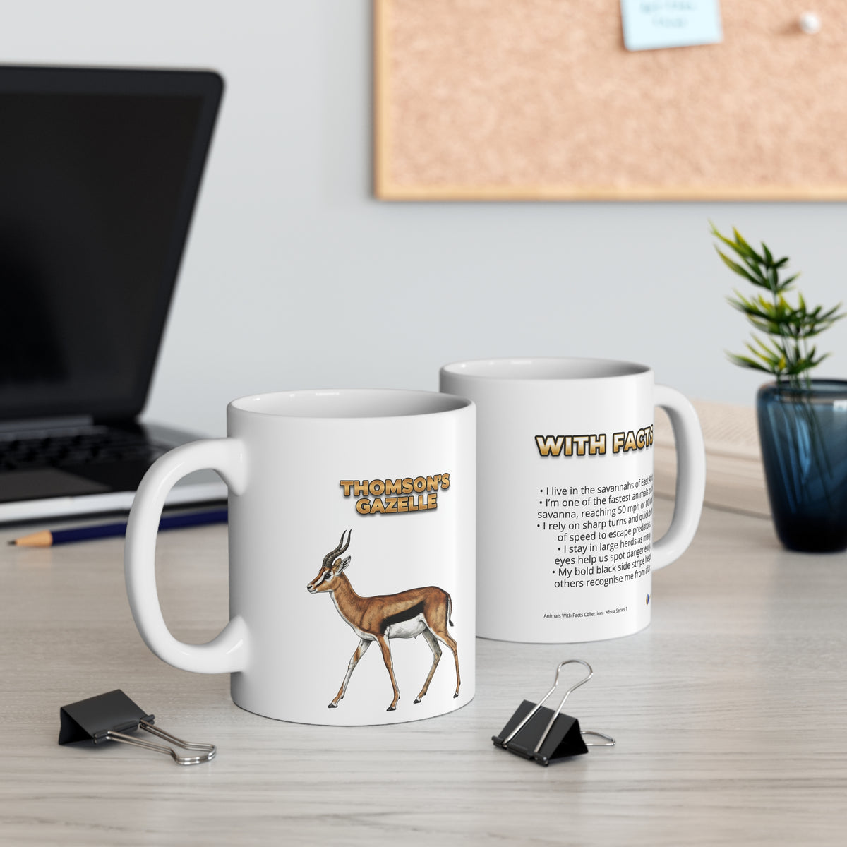 Thomson's Gazelle Coffee Mug – 11oz Ceramic Mug for Animals With Facts Series 1 Gifts