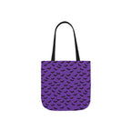 Halloween Purple Black Bat Pattern Canvas Tote Bag