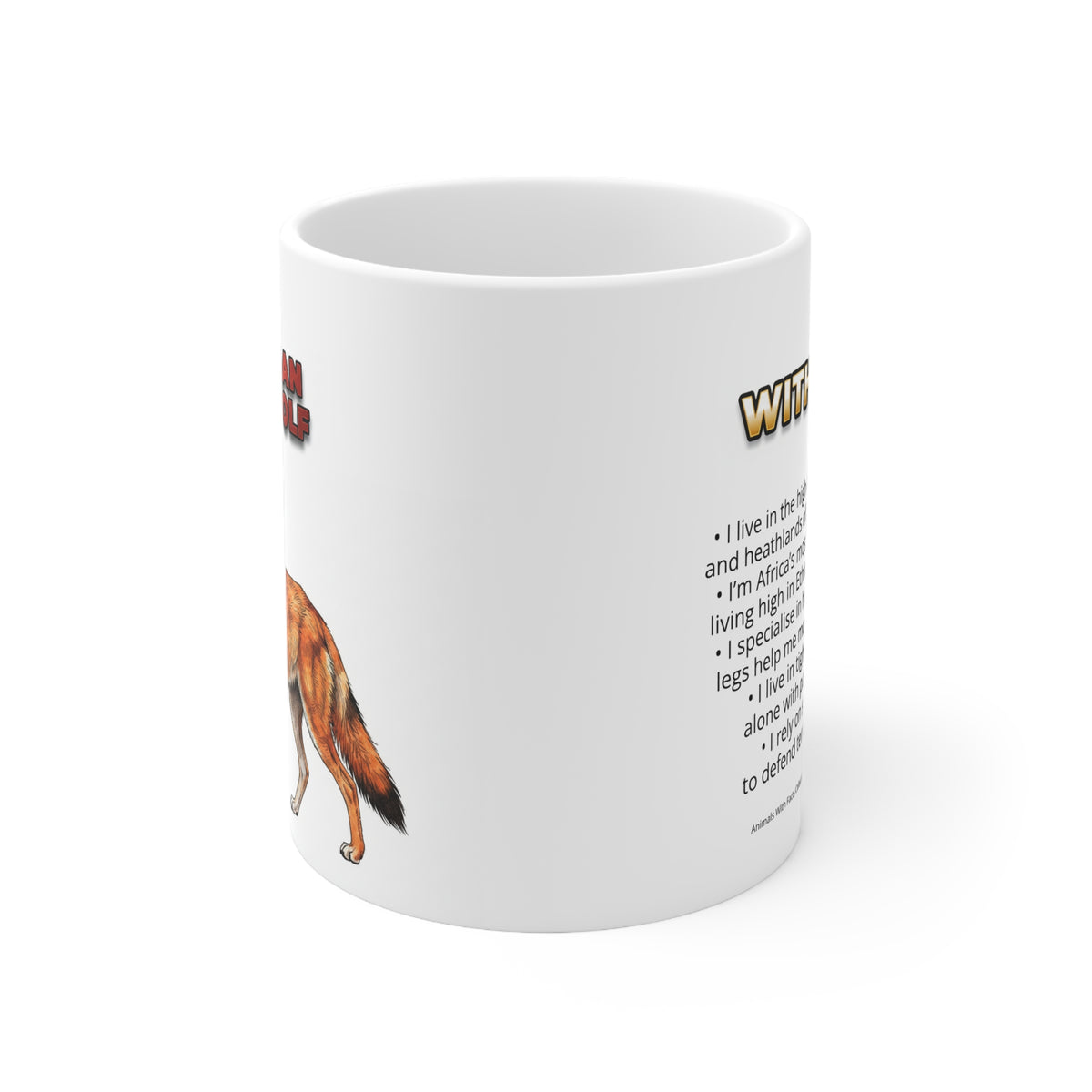 Ethiopian Wolf Coffee Mug – 11oz Ceramic Mug for Animals With Facts Series 1 Gifts