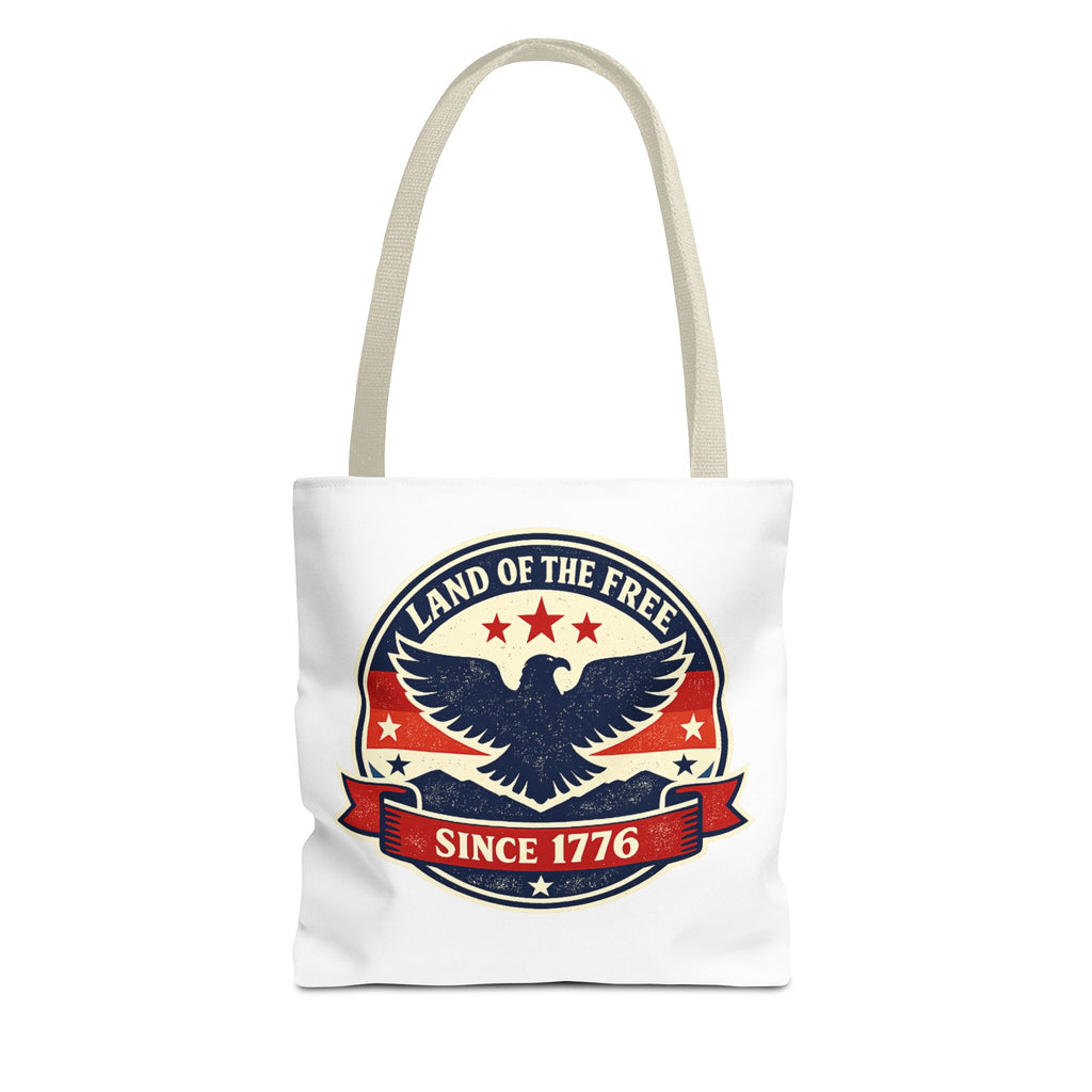 Patriotic Eagle Tote Bag - "Land of the Free Since 1776" Americana Canvas Tote