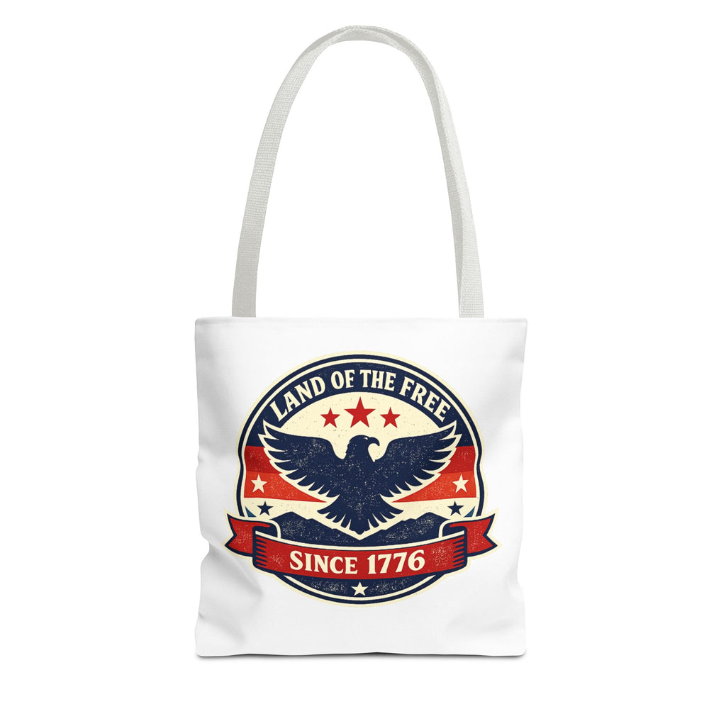 Patriotic Eagle Tote Bag - "Land of the Free Since 1776" Americana Canvas Tote